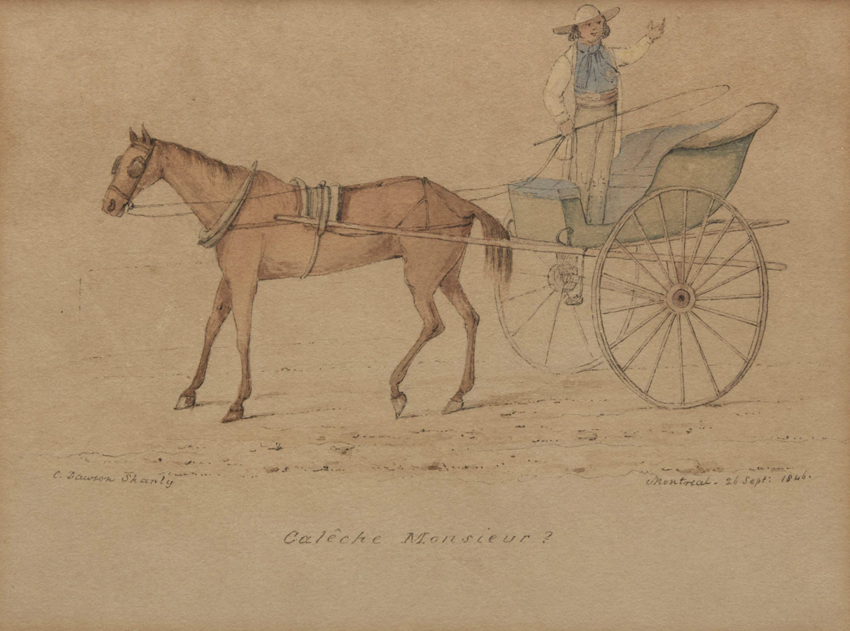 Charles Dawson Shanly, Calêche Monsieur?, watercolour on paper, 1846