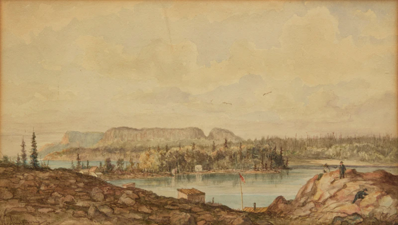William Armstrong, Sleeping Giant, watercolour on paper laid down on card