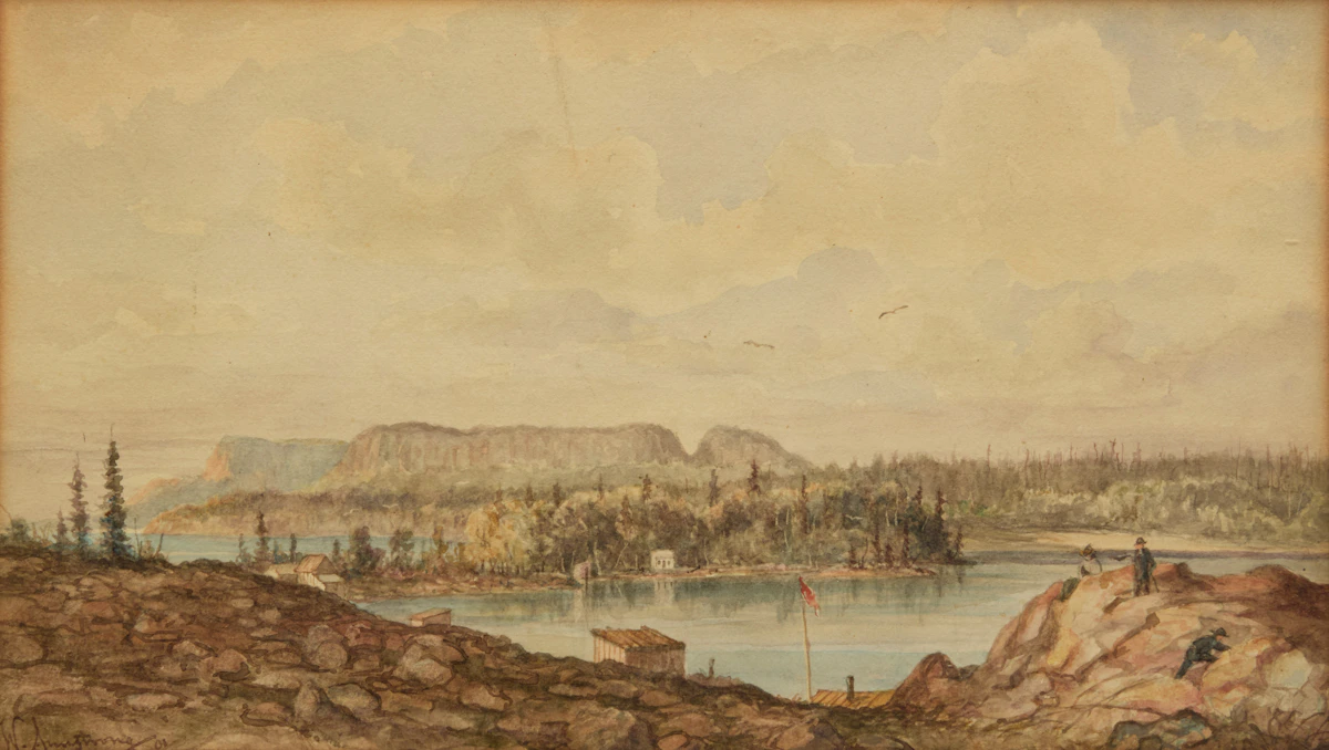 William Armstrong, Sleeping Giant, watercolour on paper laid down on card, 1901