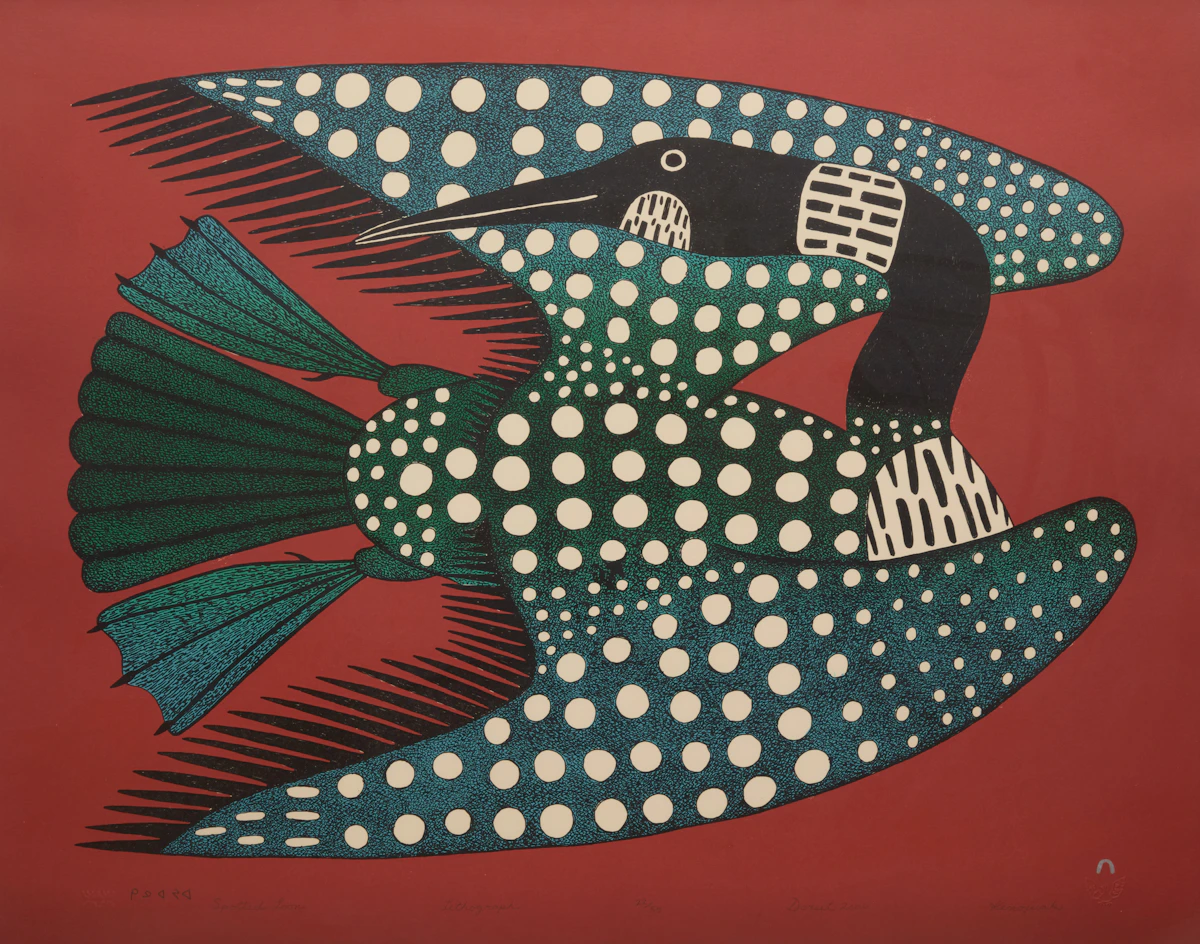Kenojuak Ashevak, Spotted Loon, colour lithograph, 2006