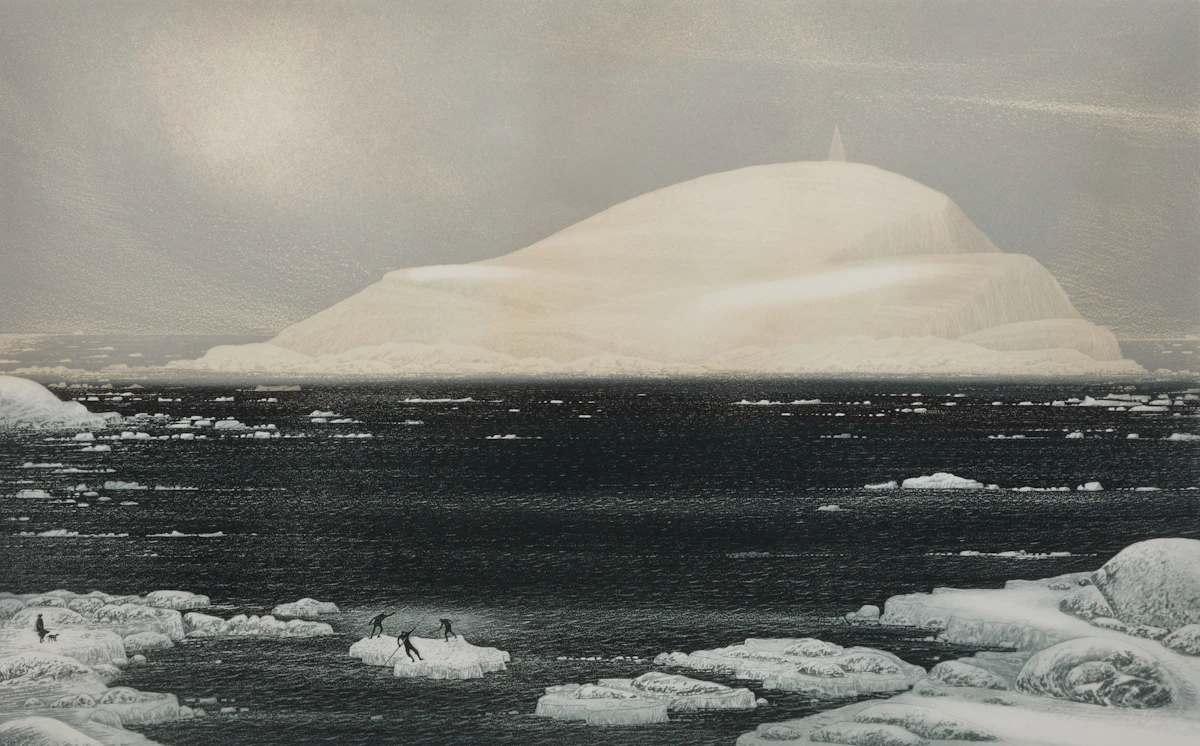 David Lloyd Blackwood, Wesleyville, March Ice Raft, colour etching and aquatint, 1981