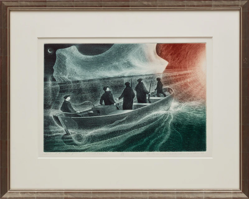 David Lloyd Blackwood, Seabird Hunters from Pound Cove, colour etching and aquatint, 2005 - view 2