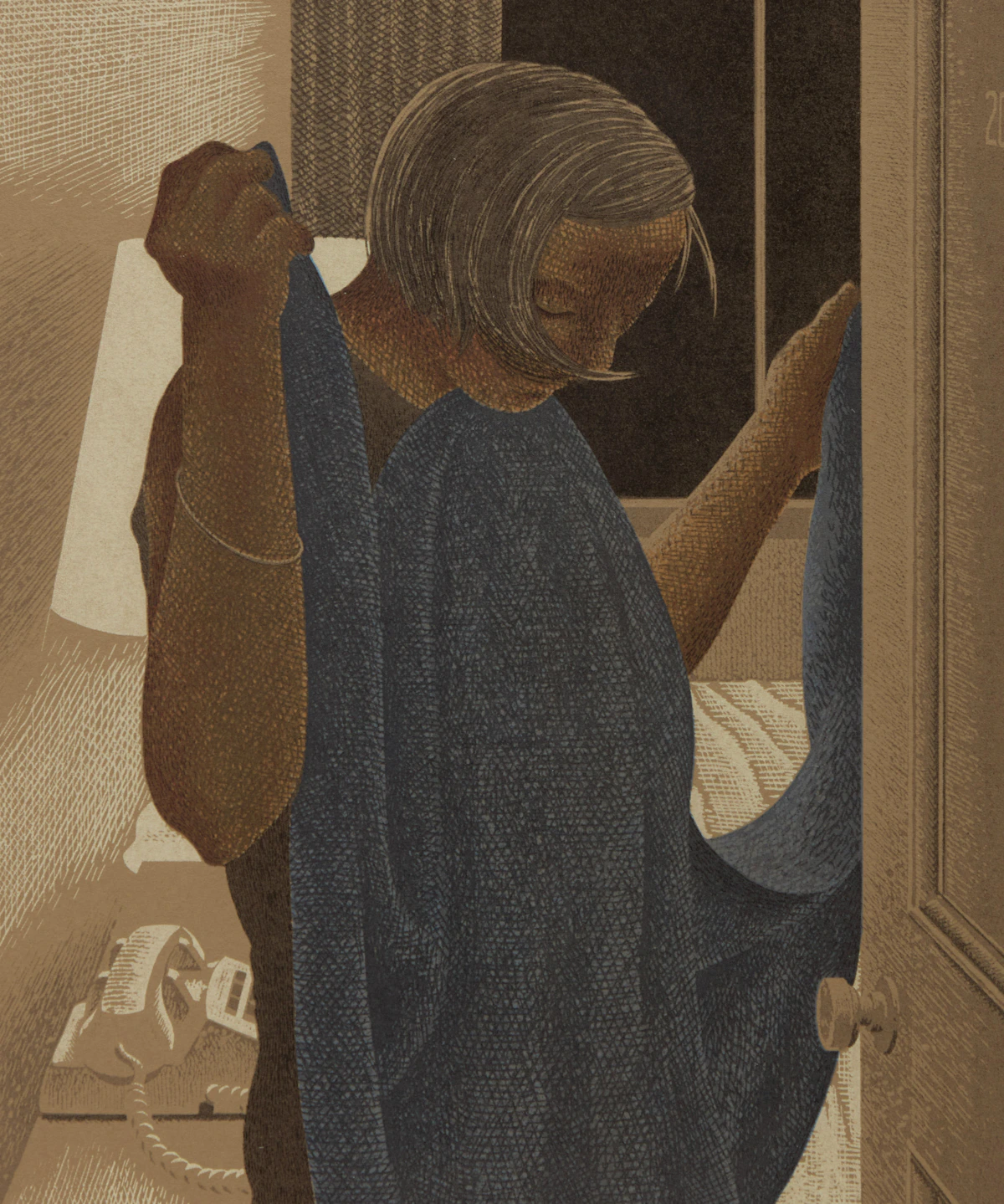 David Alexander Colville, Hotel Maid (from the album "A Book of Hours: Labours of the Month", 1979), colour serigraph, 1978