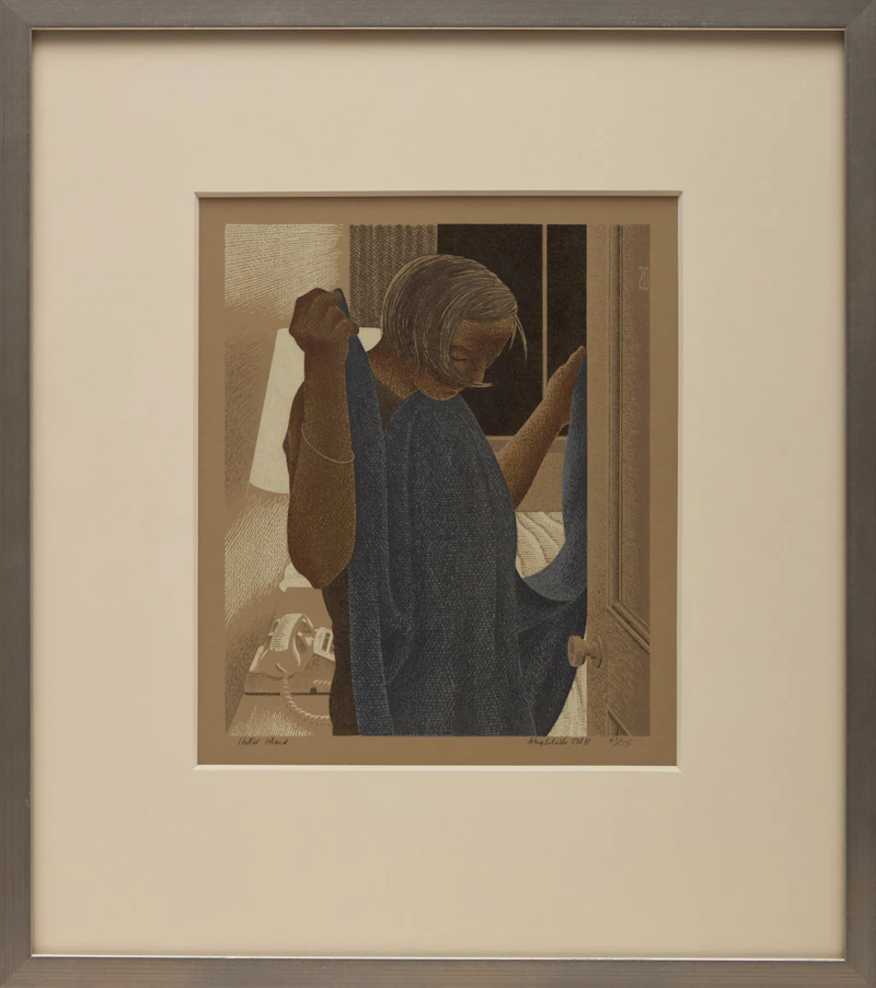 David Alexander Colville, Hotel Maid (from the album "A Book of Hours: Labours of the Month", 1979), colour serigraph, 1978 - view 2