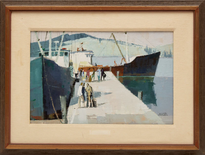 Hilton MacDonald Hassell, Dock Shapes, Lunenburg, N.S., acrylic on canvas board - view 2