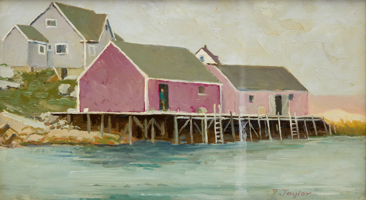 Frederick Bourchier Taylor, Buildings, Peggy’s Cove, oil on panel