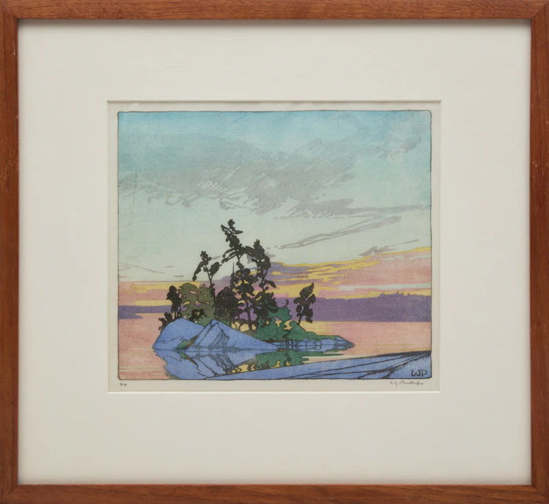 Walter Joseph Phillips, Sunset, Lake of the Woods, woodcut - view 2