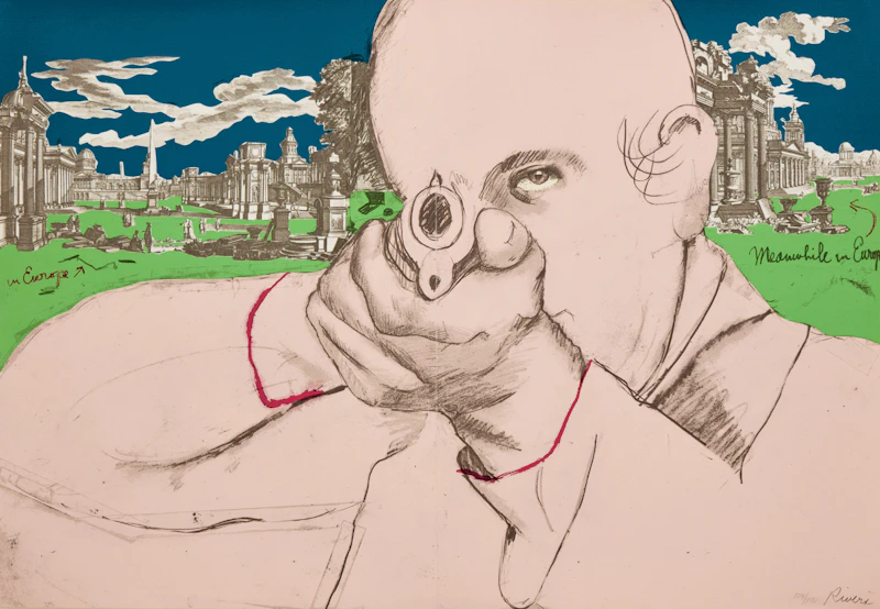 Larry Rivers, Ready-Aim and Two Hands (from the Portfolio “Some (Visual) Afterthoughts on the Boston Massacre”), two screenprints and mixed media, 1970 - view 4