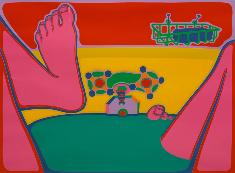 Clayton Pond, Self-Portrait in the Bathtub, colour screenprint, 1973 - view 1