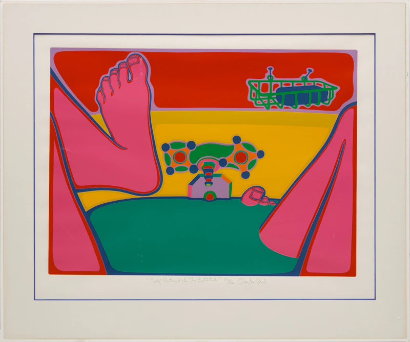 Clayton Pond, Self-Portrait in the Bathtub, colour screenprint, 1973 - view 2
