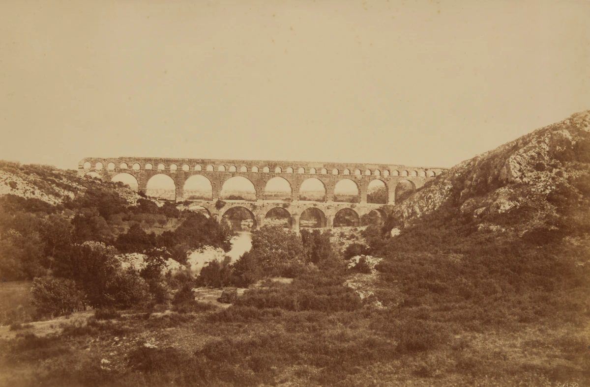 Édouard-Denis Baldus, Pont du Gard, albumen print from a waxed paper negative, 1855