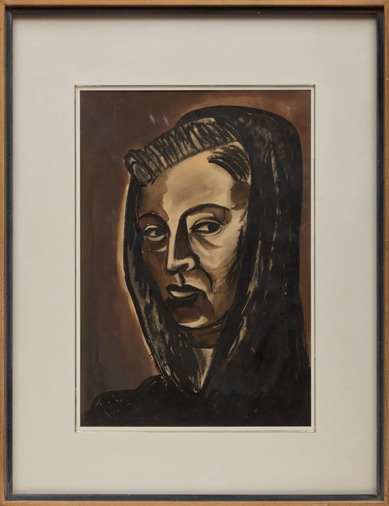 Fritz Brandtner, Lady in Black, ink on paper - view 2