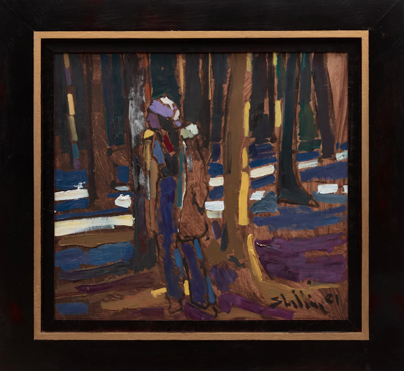 Arthur Shilling, Figure in the Woods, oil on board, 1981 - view 2