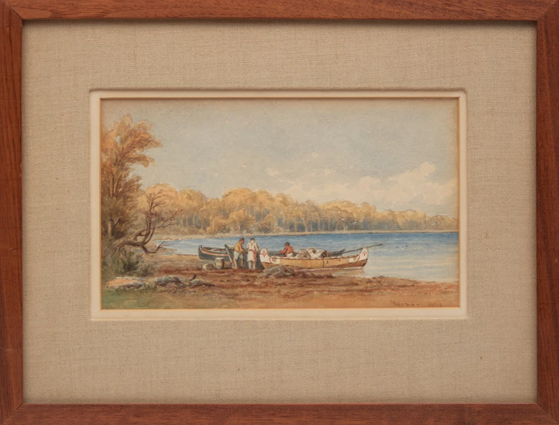 Frederick Arthur Verner, Canoeists at Shore, watercolour on paper, 1879 - view 2
