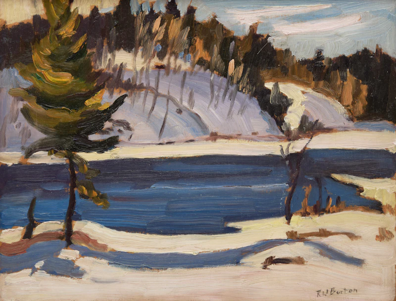 Ralph Wallace Burton, Spring at Palmer's Rapids, Quebec, 1954; Birch Trees Near Ville Marie, Quebec, 1960, two oils on board - view 1