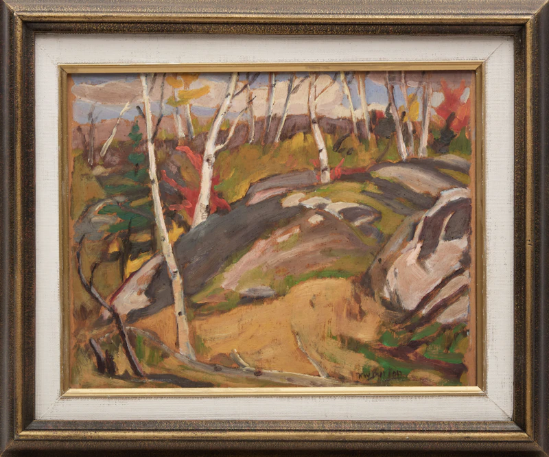 Ralph Wallace Burton, Spring at Palmer's Rapids, Quebec, 1954; Birch Trees Near Ville Marie, Quebec, 1960, two oils on board - view 5
