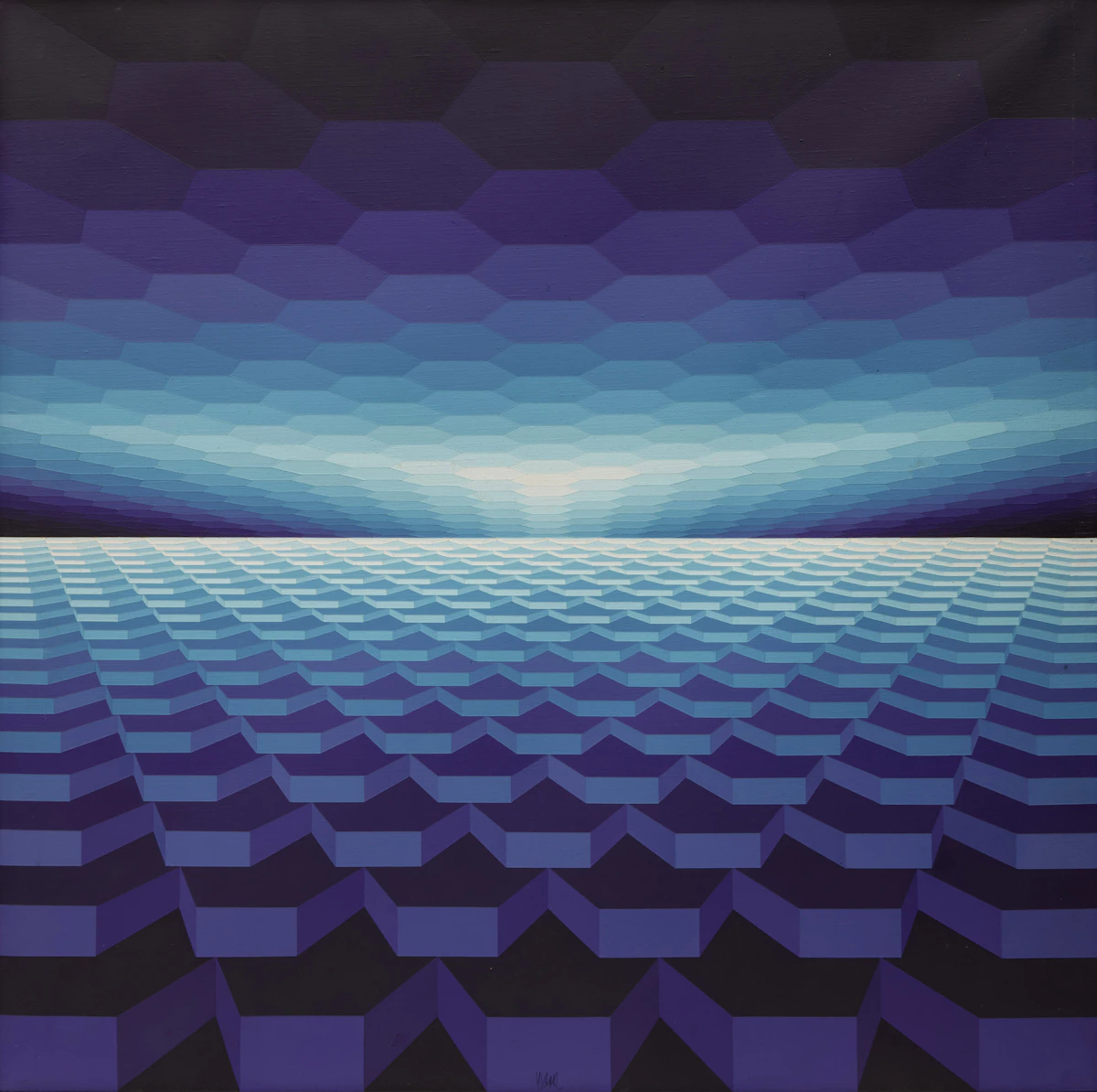 Yvaral (Jean-Pierre Vasarely), Horizon Structure VV2, oil on canvas, 1976