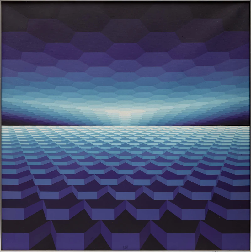 Yvaral (Jean-Pierre Vasarely), Horizon Structure VV2, oil on canvas, 1976 - view 2