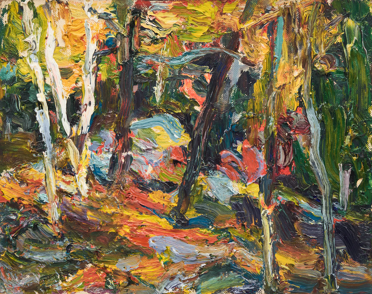George Paginton, Forest Interior, oil on board, 1975