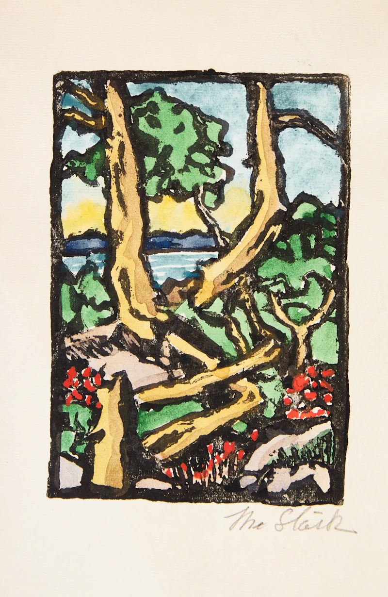 Muriel Stark, Assorted Cards, Prints & Originals, nine prints with hand colouring and two pencil, ink and watercolour drawing - view 5