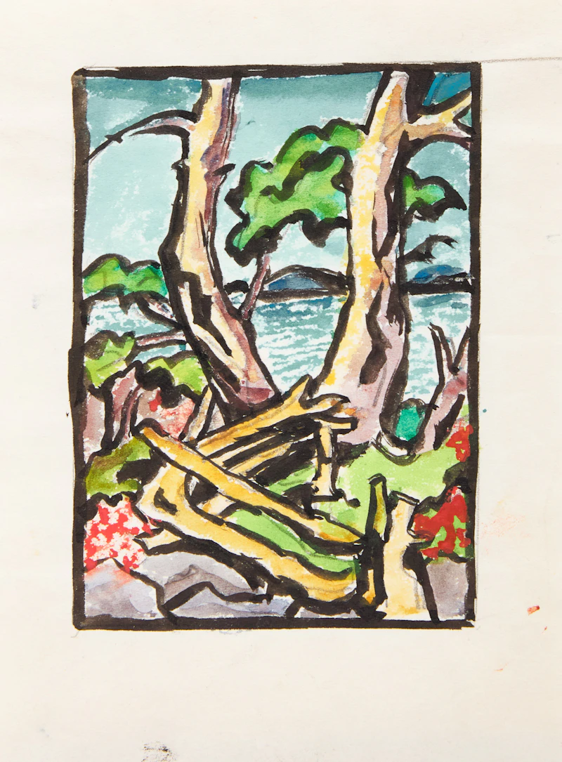 Muriel Stark, Assorted Cards, Prints & Originals, nine prints with hand colouring and two pencil, ink and watercolour drawing - view 10