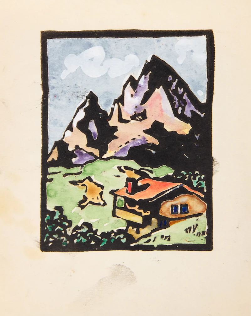 Muriel Stark, Assorted Cards, Prints & Originals, nine prints with hand colouring and two pencil, ink and watercolour drawing - view 11