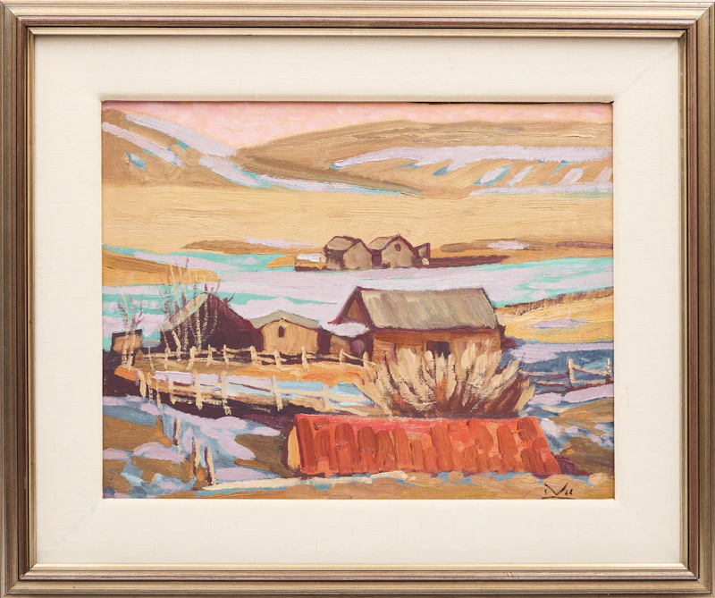 Illingworth Holey Kerr, Old Ranch West of Nanton, oil on canvas mounted on board, 1986 - view 2