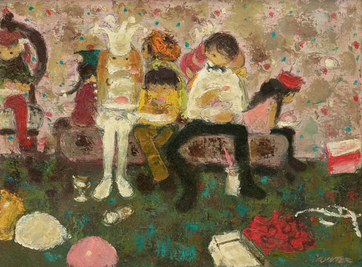 William Arthur Winter, Birthday Party, oil on canvas board, 1979