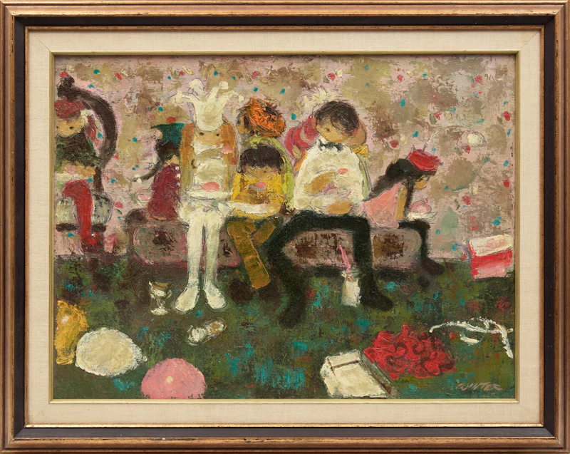 William Arthur Winter, Birthday Party, oil on canvas board, 1979 - view 2