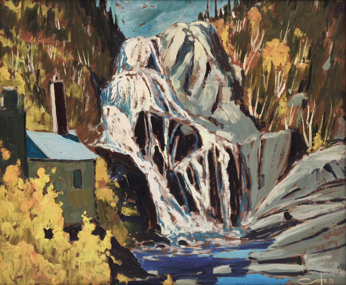 Bruno Côté, Moulin, Val Jalbert, oil on board