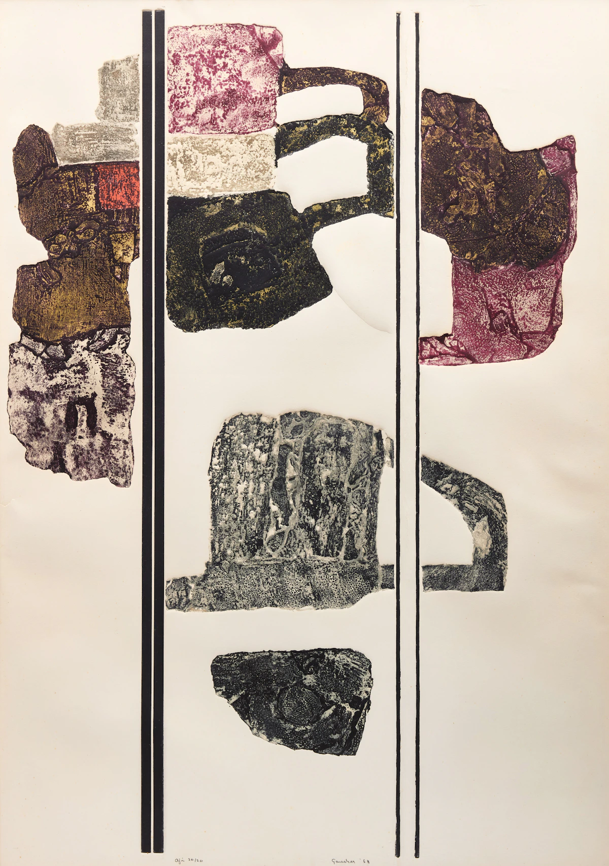 Yves Gaucher, Aji, etching in colours