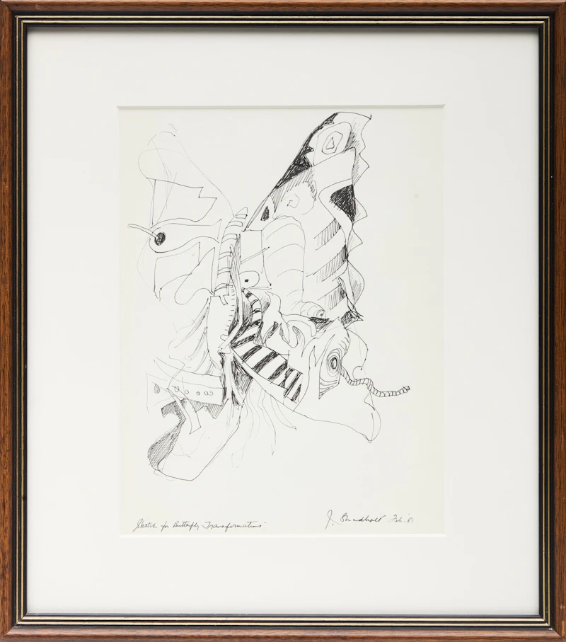Jack Leonard Shadbolt, Sketch for Butterfly Transformations, ink on paper, 1981 - view 2