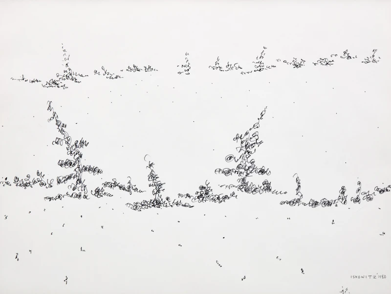 Gershon Iskowitz, Landscape, ink on paper