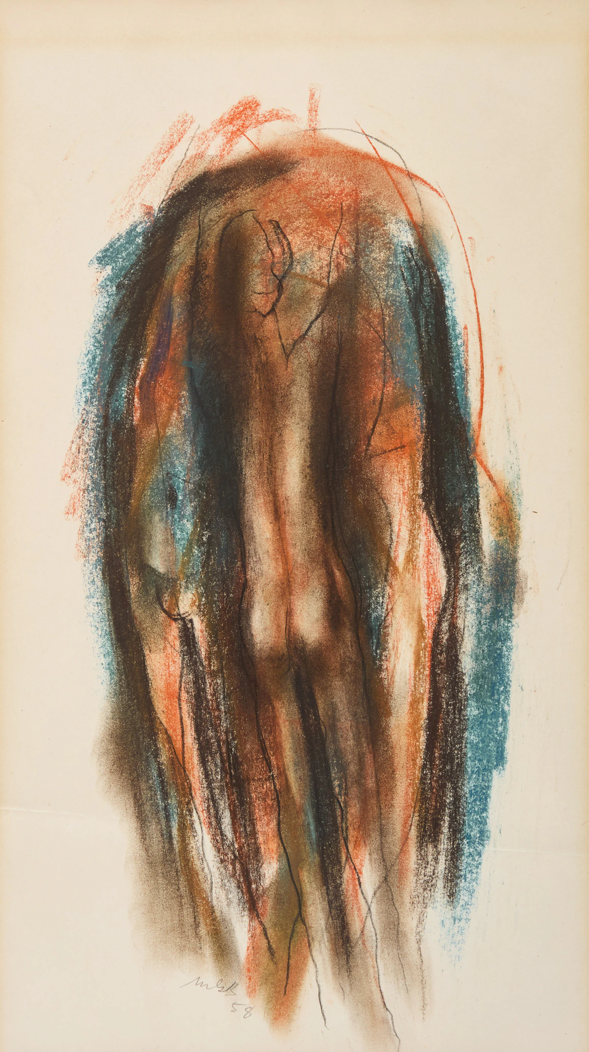 Miller Gore Brittain, Three Nudes, pencil and pastel, 1958