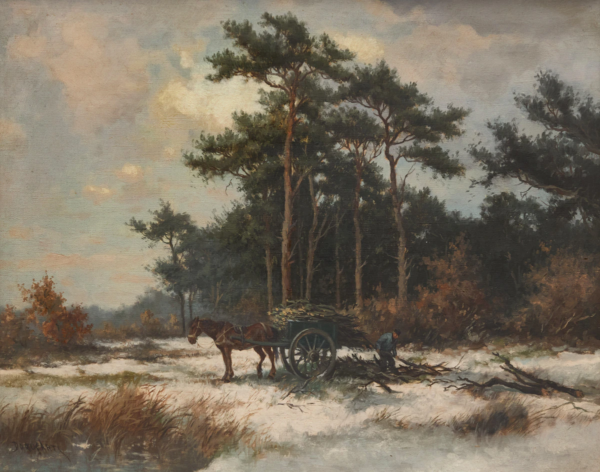Dorus Arts, Gathering Firewood, oil on canvas