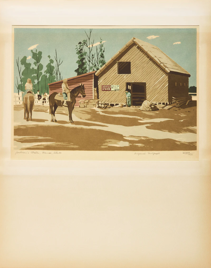 Various Artists, Sundance of the Piegans, Southern Alberta; Jackson's Stable, Mameo, Alberta; Rundle; The Red Caboose, Four serigraphs - view 5