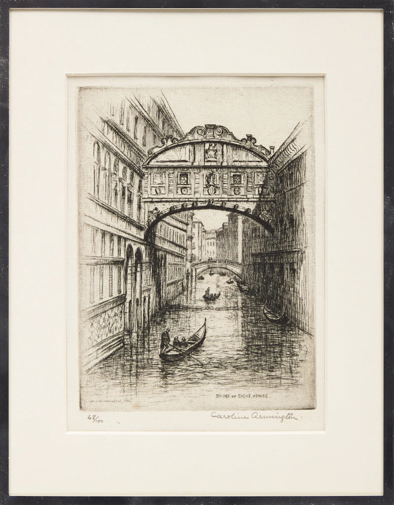 Caroline Helena Armington, Bridge of Sighs, Venice, etching, 1933 - view 2