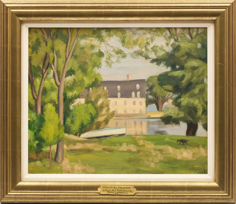 John Goodwin Lyman, Moulin du Crochet, Laval des Rapides, P.Q., oil on board, 1930 - view 2