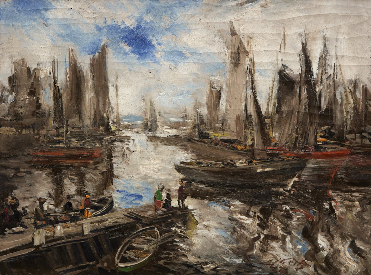 Ludolf Liberts, Barges, oil on canvas