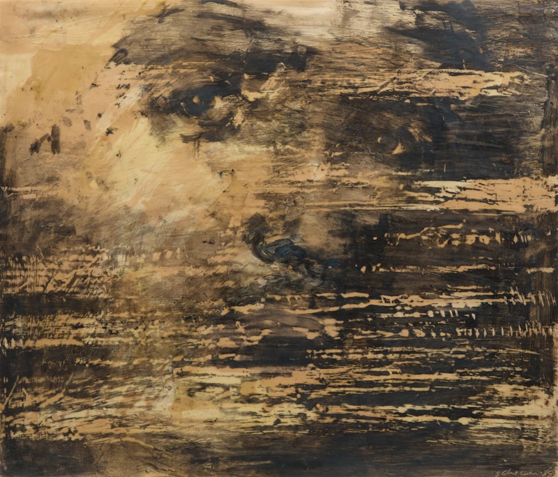 Tony Scherman, Speed of Desire (Face 1), encaustic on paper, 1989 - view 1