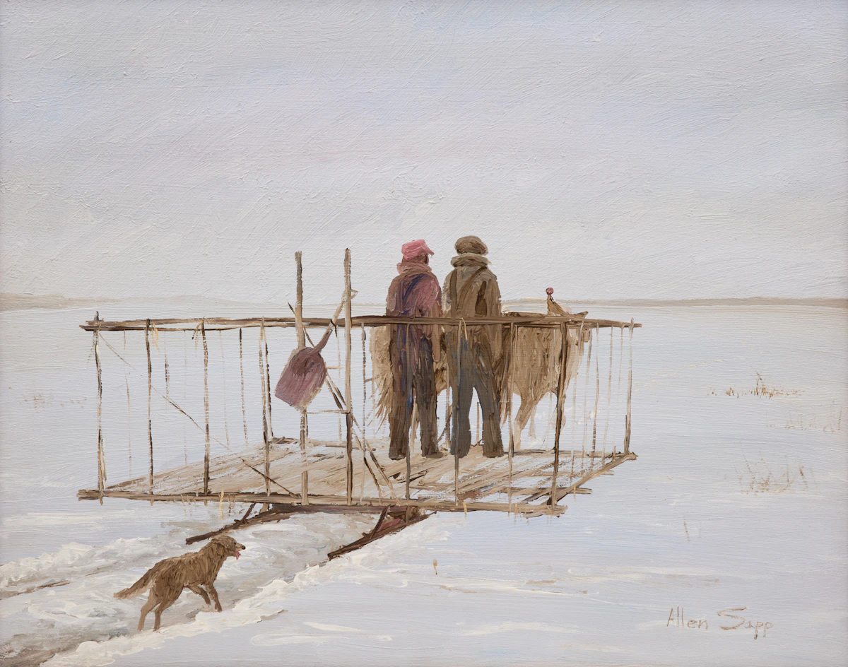 Allen Sapp, Going to Get Hay for the Horses, acrylic on canvas