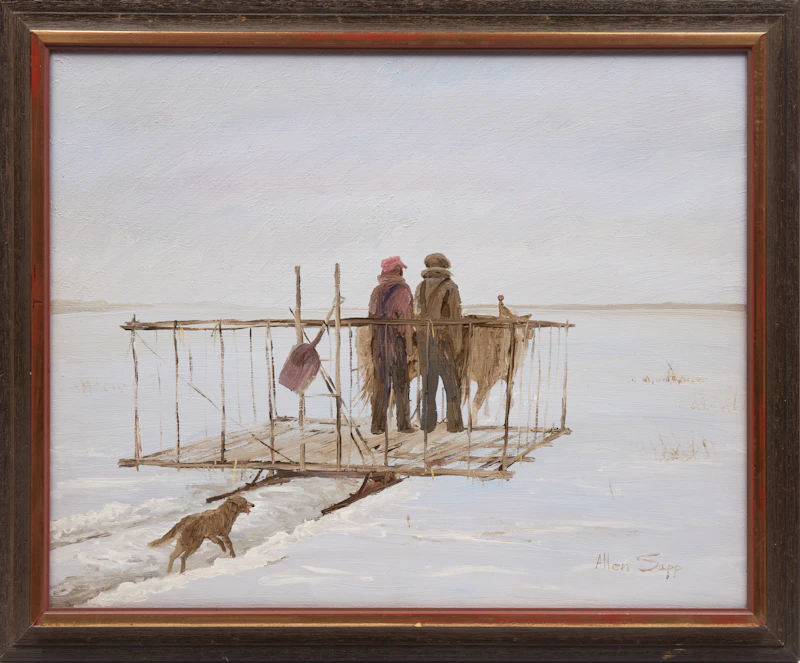 Allen Sapp, Going to Get Hay for the Horses, acrylic on canvas - view 2