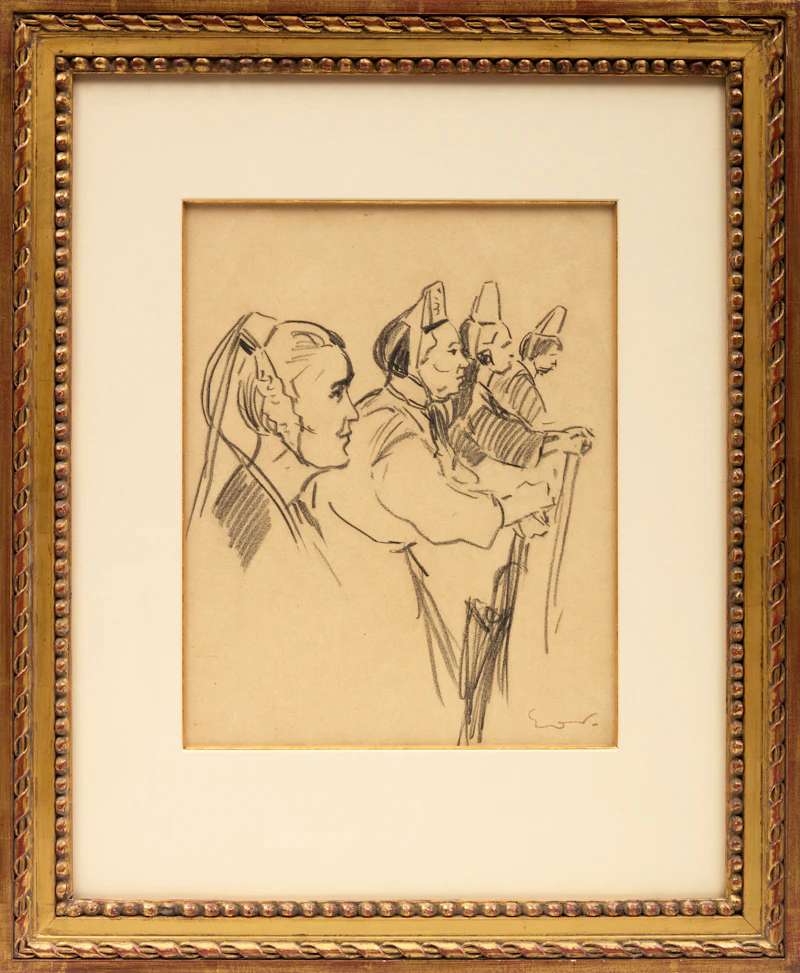 Achille-Émile Othon Friesz, Breton Women, charcoal on paper - view 2