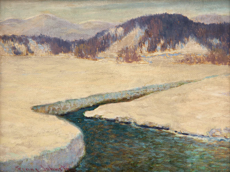 Frank Hans Johnston, Winter Hills, oil on canvas mounted on board - view 2