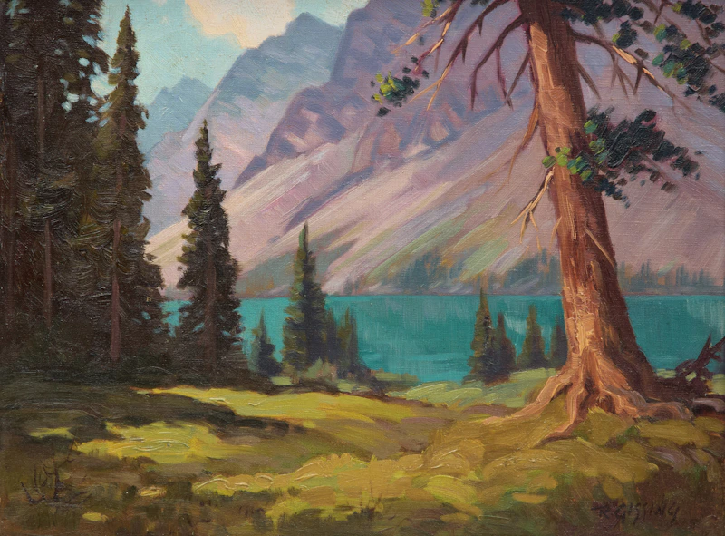 Roland Gissing, Bow Lake, oil on canvas - view 2
