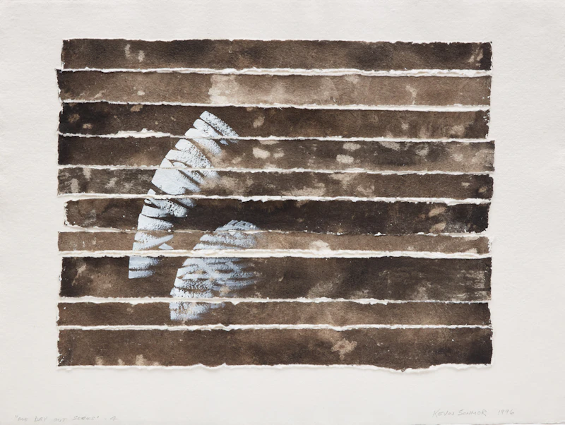 Kevin Sonmor, Migrations 7; One Day Out Series 4; Stadium IV, three water-based media works on paper - view 1