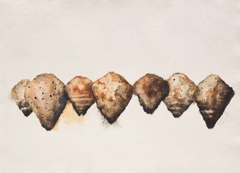 Kevin Sonmor, Migrations 7; One Day Out Series 4; Stadium IV, three water-based media works on paper - view 3