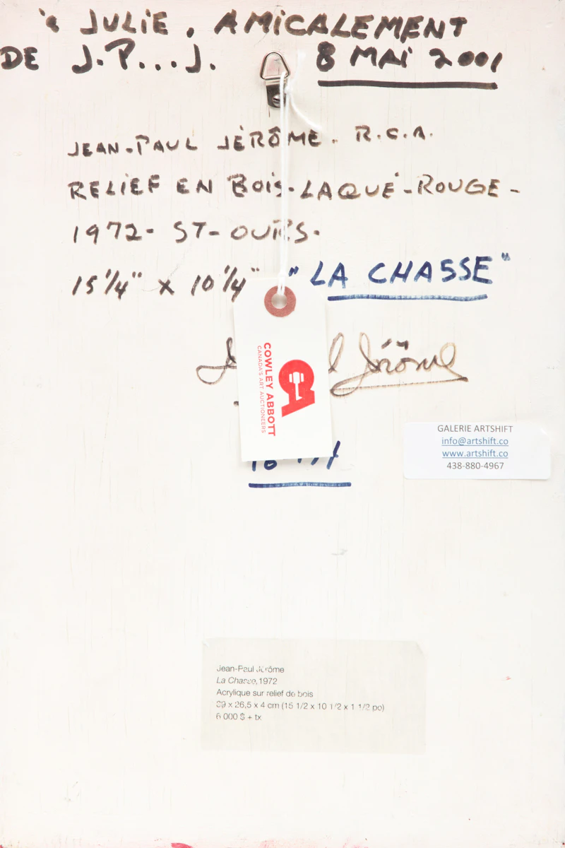 Jean Paul Jerome, La chasse, 1972, acrylic on wood relief - view 3