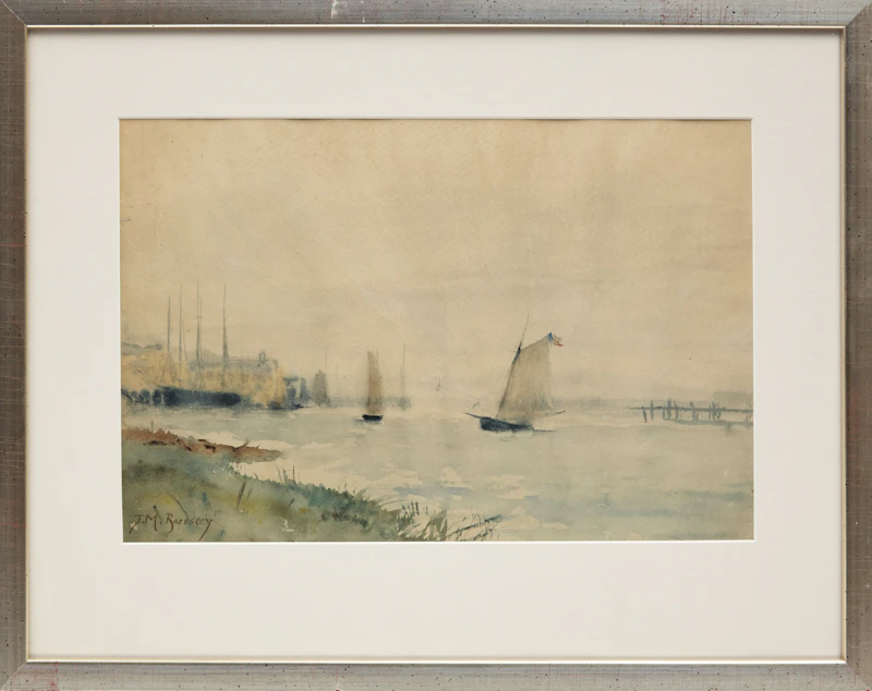 James MacDonald Barnsley, River and Boats, watercolour - view 2