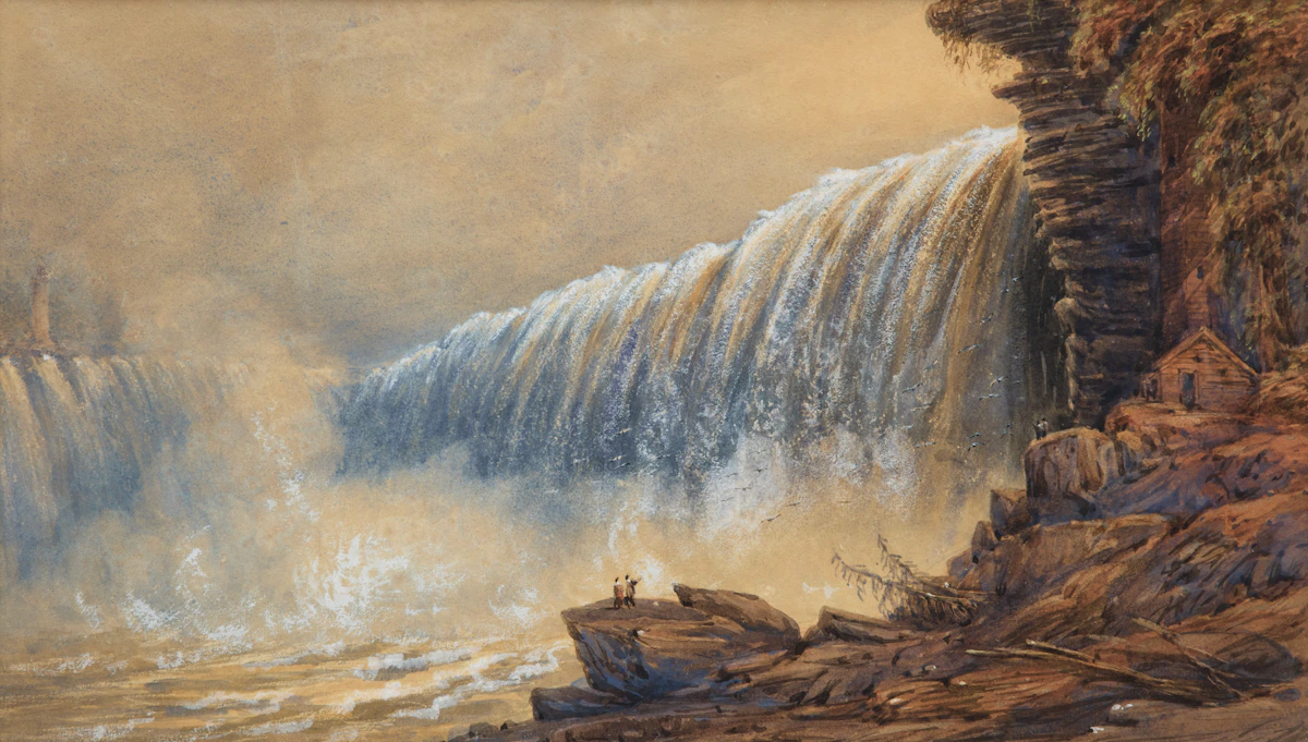 George Russell Dartnell, Horseshoe Falls, Niagara, From Bottom of Table Rock, 1838, watercolour on paper